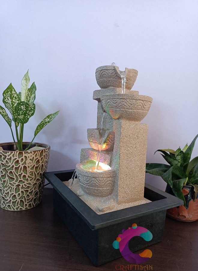 Craftisan Decorative Table Top Water Fountain for Home Décor/Office/Indoor & Outdoor/Garden/Puja Room/Vaastu Yellow Stone - Image 3
